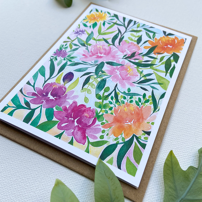 Laden Sie das Bild in Galerie -Viewer, Art by andu wenskaart jungle flowers