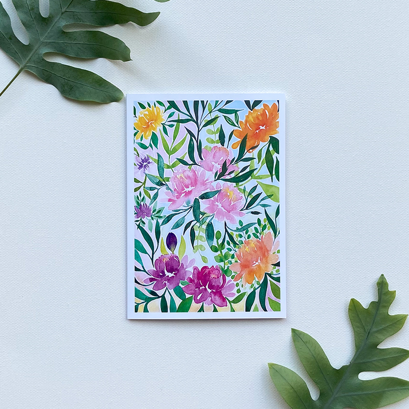 Laden Sie das Bild in Galerie -Viewer, Art by andu wenskaart jungle flowers