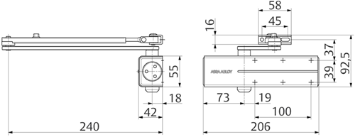 Load image into Gallery viewer, Assa abloy dc140 design deurdranger en 2 3 4 | exclusief arm | kleur zilver ev1. | 180-15 ° - a000307018