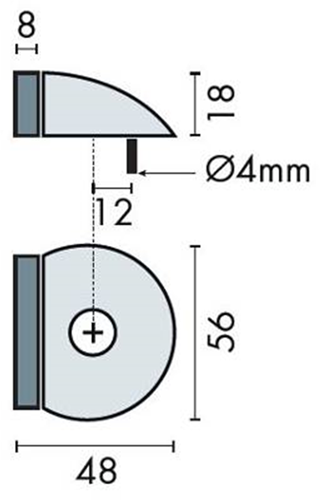 ギャラリービューアに画像をロードする, Assa abloy rvs deurstopper | halfmaan vloerdeurstop | ø56 x 48 x 18mm | rubber 8mm | lengte: 48 mm - p000238189-001-001