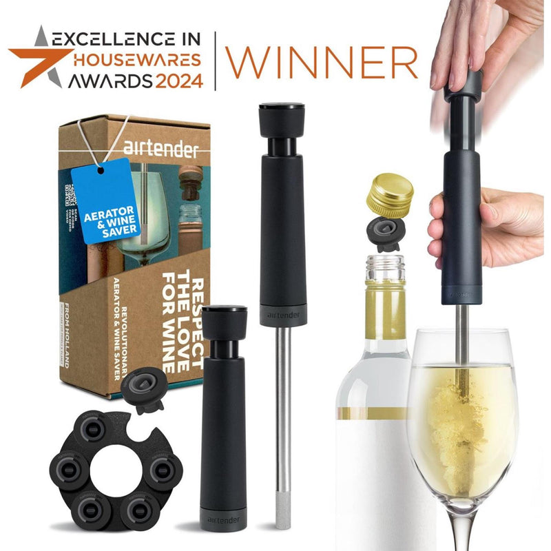 Chargez l'image dans la visionneuse de la galerie, Airtender wine lovers - vacuã¼mpomp met 3 wijnstoppers en beluchter in cadeaudoos
