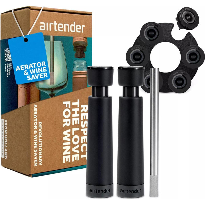 Chargez l'image dans la visionneuse de la galerie, Airtender wine lovers - vacuã¼mpomp met 3 wijnstoppers en beluchter in cadeaudoos