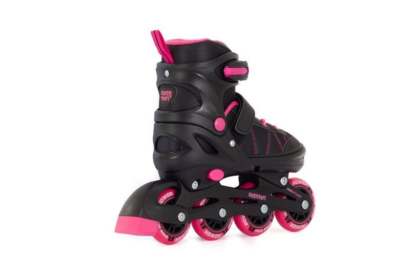 Chargez l'image dans la visionneuse de la galerie, Aventuri verstelbare inline skates semi-softboot zwart roze maat 30-33 (s)