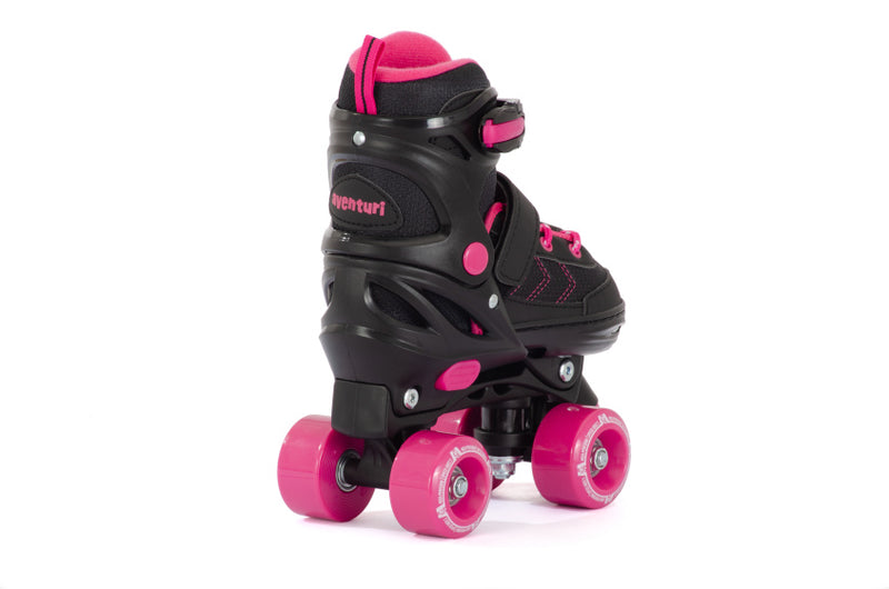Load image into Gallery viewer, Aventuri verstelbare rolschaatsen semi-softboot zwart roze maat 35-38 (m)
