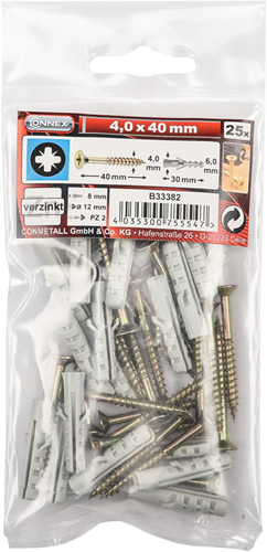 Laden Sie das Bild in Galerie -Viewer, Connex pz-schroef 4.0x40 + plug bag 25st - b33382