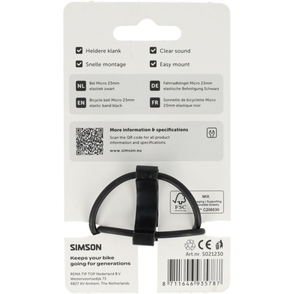 Chargez l'image dans la visionneuse de la galerie, Rema tip top nederland b.v. simson fietsbel micro 23mm rubber elastiek bevestiging zwart