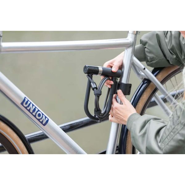 Load image into Gallery viewer, Axa beugelslot newton mini pro + cable 100 10 - zwart