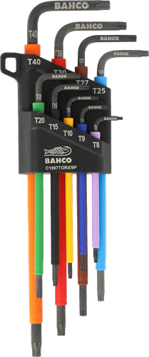 Laden Sie das Bild in Galerie -Viewer, Bahco torx sleutelset t8 - t40 stiftsleutels, torx®, lang, gefosfateerd, gekleurd, metrisch - 9-delig - c1997torx 9p