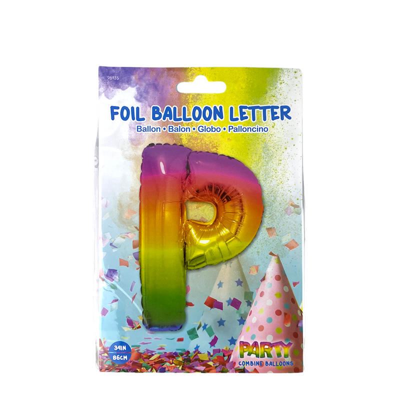 Laden Sie das Bild in Galerie -Viewer, Ballon folie letter p rainbow 86cm
