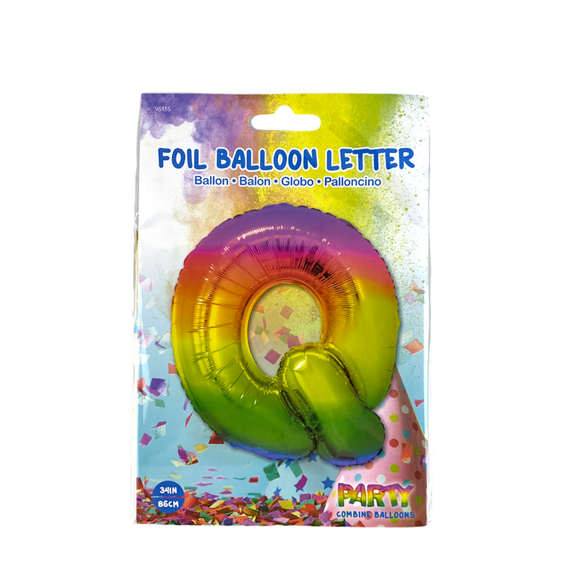 Chargez l'image dans la visionneuse de la galerie, Ballon folie letter q rainbow 86cm