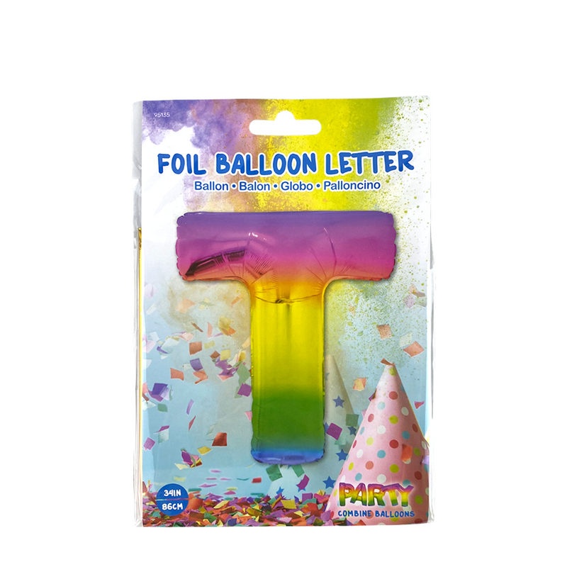 Afbeelding laden in galerijviewer, Ballon folie letter t rainbow 86cm