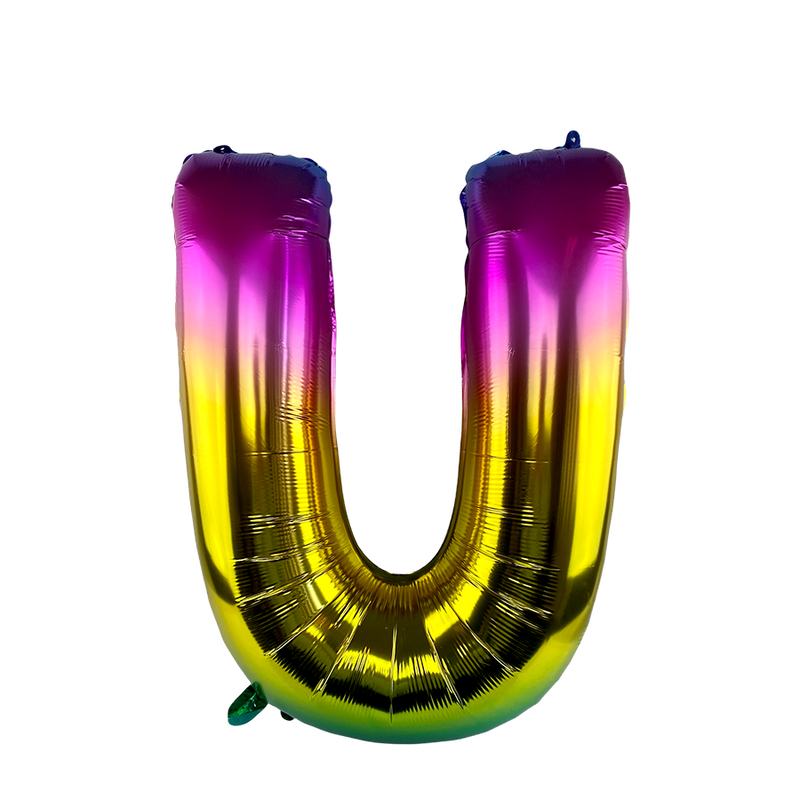 Cargue la imagen en el visor de la galería, Ballon folie letter u rainbow 86cm
