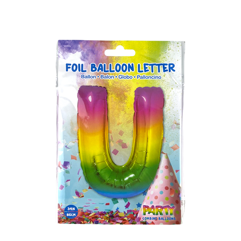 Cargue la imagen en el visor de la galería, Ballon folie letter u rainbow 86cm