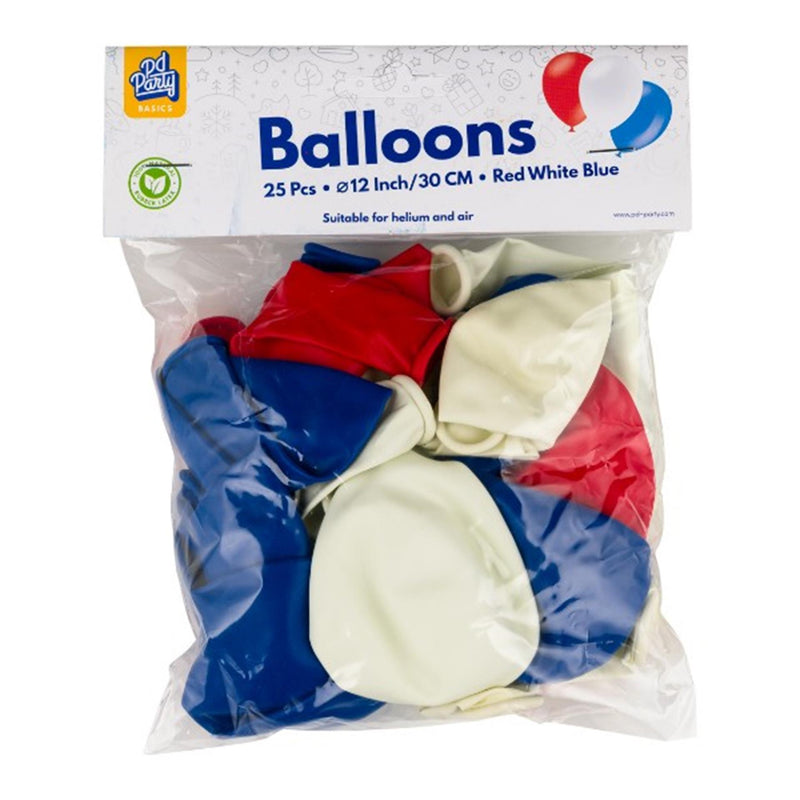 Laden Sie das Bild in Galerie -Viewer, Paperdreams ballonnen rood wit blauw 30cm 25 stuks