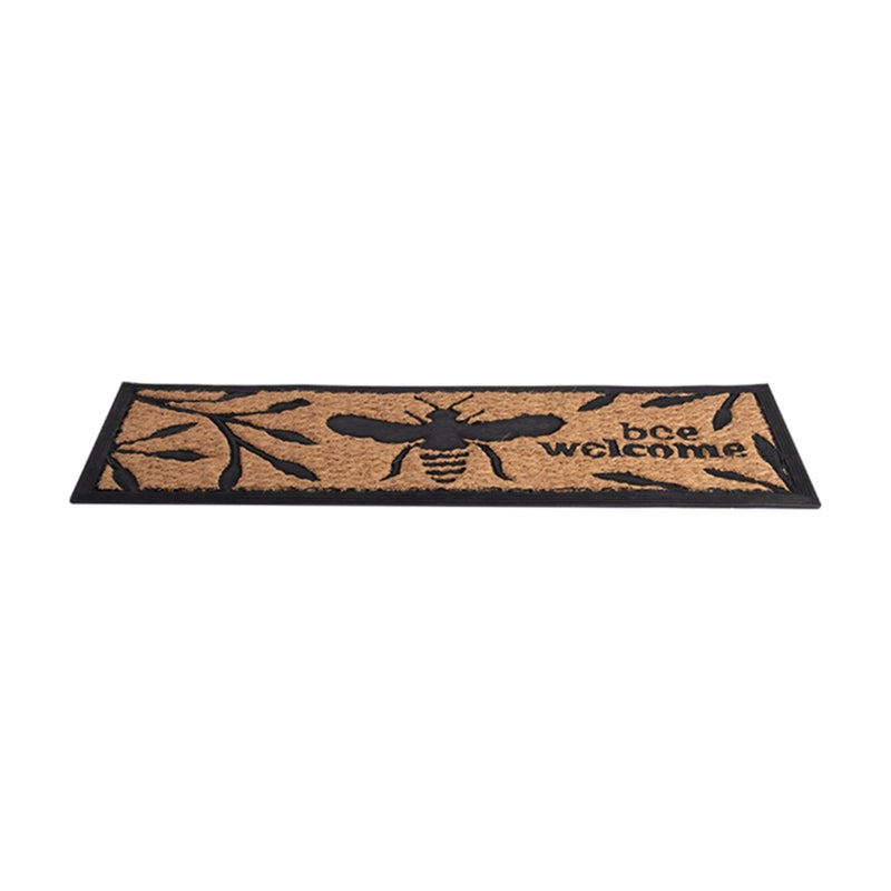 Cargue la imagen en el visor de la galería, Esschert design deurmat bijenprint rubber kokos 25x75,5cm