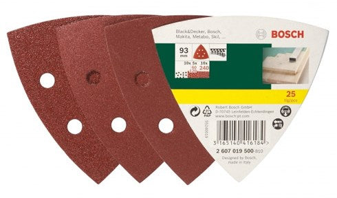 Afbeelding laden in galerijviewer, Bosch accessoires 25-delige schuurbladenset voor deltaschuurmachines, korrel 60,120,240 - 2607019500