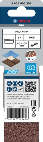 Load image into Gallery viewer, Bosch accessoires 3 banden 40x305 x440, best for wood+paint , k60 - 2608606206