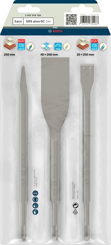 Load image into Gallery viewer, Bosch accessoires 3-delige professionele sds-plus beitelset | 2607019159 - 2607019159
