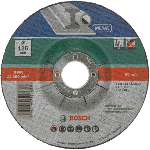 ギャラリービューアに画像をロードする, Bosch accessoires bosch slijpschijven set - voor metaal - 125 x 2,5 mm - gebogen - 5 stuks