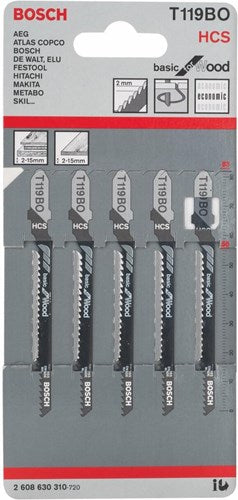 Afbeelding laden in galerijviewer, Bosch accessoires 5x basic voor hout decoupeerzaagblad t119bo - 2608630310
