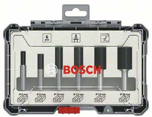 Load image into Gallery viewer, Bosch accessoires 6-delige rechte freesset - schachtdiameter 8 mm - 2607017466
