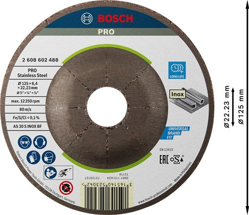 Load image into Gallery viewer, Bosch accessoires afbraamschijf | inox | 125mm | per 1 | 2608602488 - 2608602488