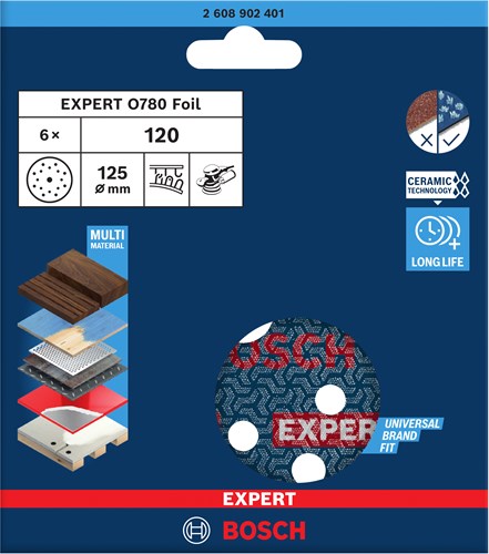 Load image into Gallery viewer, Bosch accessoires expert schuurschijf o780 met film onderlaag, 125 mm, g120, 6x - 2608902401