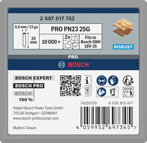 Load image into Gallery viewer, Bosch accessoires pro pn23 g nagel | 0,65 23 g | gegalvaniseerd | 30 mm | 10000 stuks - 2607017753
