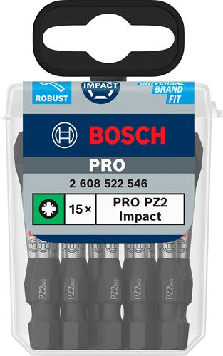 Afbeelding laden in galerijviewer, Bosch accessoires pro pozidriv slagschroefbit | pz2 | 55 mm | 15 stuks - 2608522546