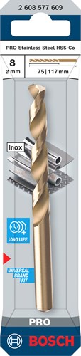 ギャラリービューアに画像をロードする, Bosch accessoires pro stainless steel metaalboor hss-co | din 338 | 8 x 75 x 117 mm - 2608577609