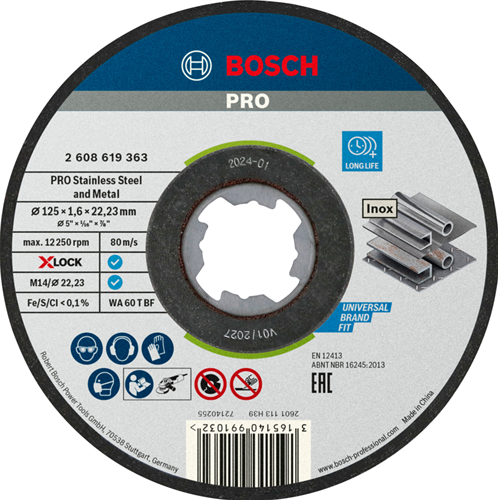 Load image into Gallery viewer, Bosch accessoires slijpschijf x-lock sfinox 10x125x1.6 mm - 2608619364