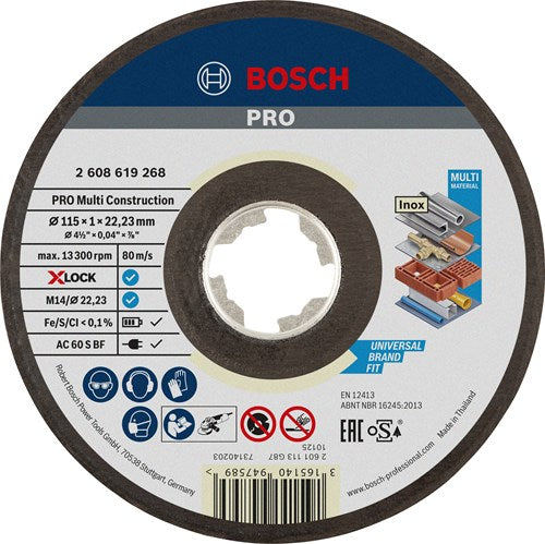 Load image into Gallery viewer, Bosch accessoires x-lock slijpschijf multi construction 115x1x22.23mm, recht - 1 stuk(s) - 2608619268