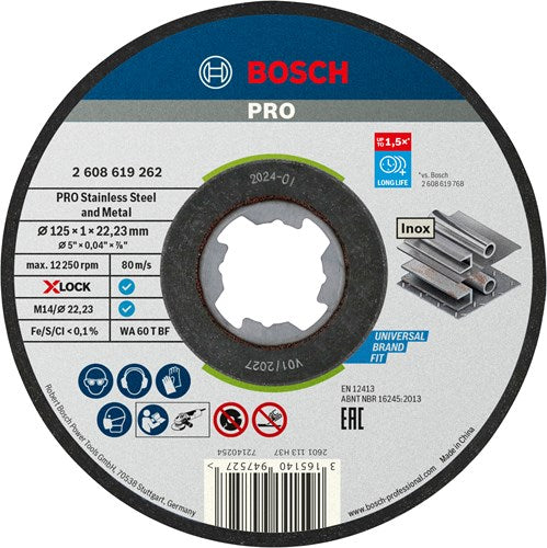 Load image into Gallery viewer, Bosch accessoires x-lock slijpschijf standard for inox 125x1x22.23mm, recht - 25 stuk(s) - 2608619262