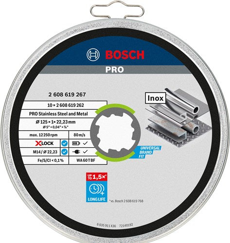 Afbeelding laden in galerijviewer, Bosch Prof doorslijpschijf in blik recht Inox RVS 125 mm(10)