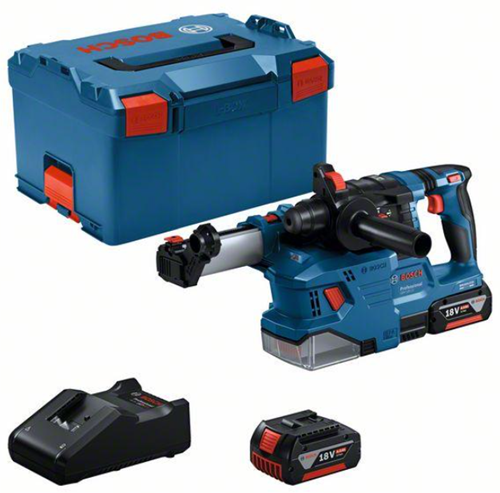 Load image into Gallery viewer, Bosch blauw gbh 18v-22 accu boorhamer + stofafzuiging gde 18v-12 | 2 x 4,0 ah accu | in l-boxx - 0611924003