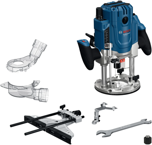 Afbeelding laden in galerijviewer, Bosch blauw gof 20-12 bovenfrees | incl. sleutel, parallelgeleider, 2x spantang, 2x stofadapter, 2x rolgeleider - 0601627220