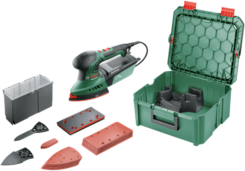 Load image into Gallery viewer, Bosch groen psm 200 aes | multischuurmachine + systembox | 200w | incl. accessoires - 06033b6002