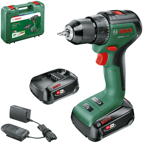 Afbeelding laden in galerijviewer, Bosch groen bosch universaldrill 18v-60 accuschroefboormachine - met 2x 18 v li-ion accu (2,0 ah) en lader