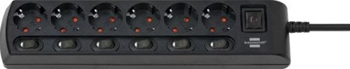 Load image into Gallery viewer, Brennenstuhl stekkerdoos | 6-voudig | met 2 meter kabel | zwart - 1153110116