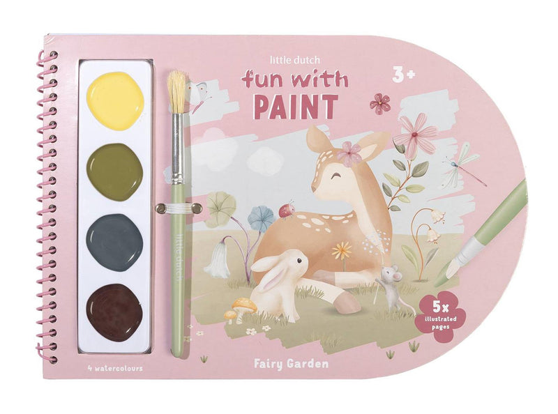 ギャラリービューアに画像をロードする, Little dutch verfboek fairy garden - knutselboek tekenen en schilderen, incl kwast en 4 kleuren verf - peuter kleuter - vakantieboek - speelgoed 3 jaar
