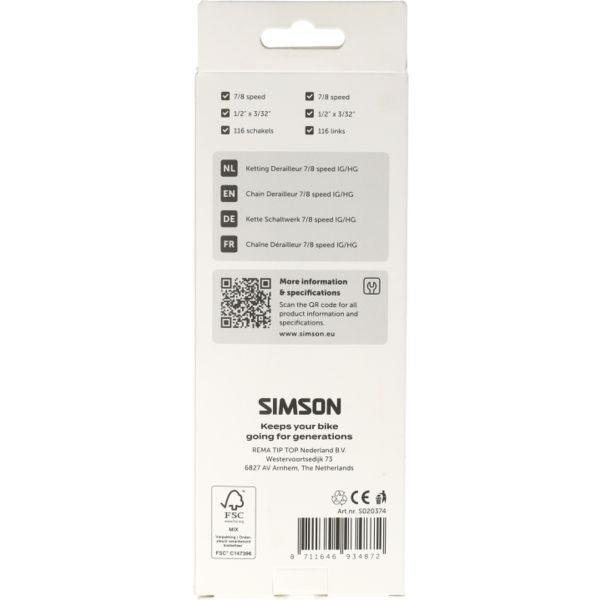 Afbeelding laden in galerijviewer, Simson ketting derailleur 7 8v hg