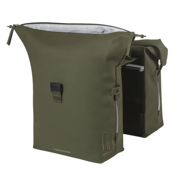 Load image into Gallery viewer, Basil dubbele fietstas soho nordlicht mik 41 liter 15 x 31 x 38 cm - moss green