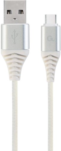 Laden Sie das Bild in Galerie -Viewer, Enzo cablexpert usb-c laadkabel 2m omvlochten zilver - wit - 9530146