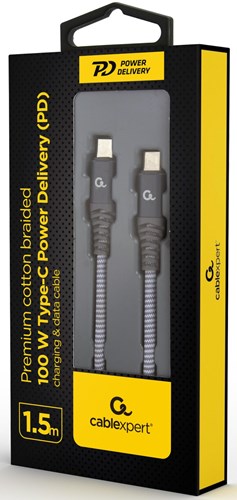 Laden Sie das Bild in Galerie -Viewer, Enzo cablexpert usb-c - usb-c laadkabel 1,5m zilver - max 100w - 9530166