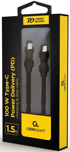 Laden Sie das Bild in Galerie -Viewer, Enzo cablexpert usb-c - usb-c laadkabel | 1,5m | zwart | max 100w - 9530165