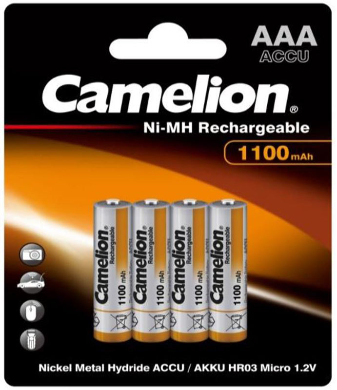 Load image into Gallery viewer, Camelion rechargeable batteries aaa micro hr3 1100mah (4 pieces)