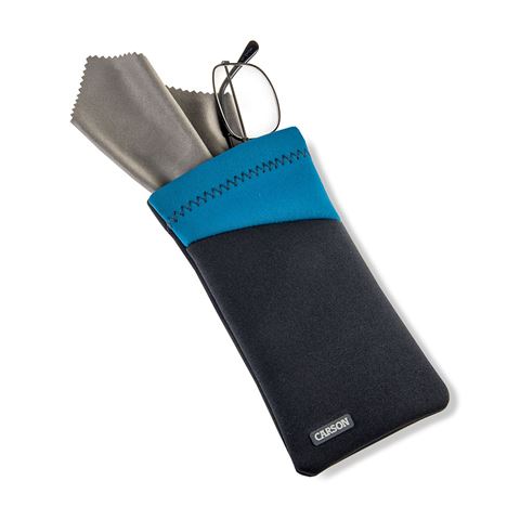 Load image into Gallery viewer, Carson neoprene brillenhoesje met microvezeldoekje - grijs blauw