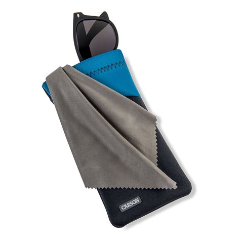 Load image into Gallery viewer, Carson neoprene brillenhoesje met microvezeldoekje - grijs blauw