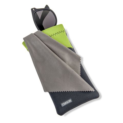 Load image into Gallery viewer, Carson neoprene brillenhoesje met microvezeldoekje - grijs groen
