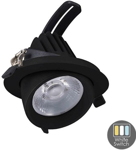 Cargue la imagen en el visor de la galería, Enzo cct led downlighter zwart 30w banaan model 45gr. tri-white - led2385